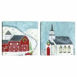 Master Piece Christmas Barn & Christmas Night Wall Decor