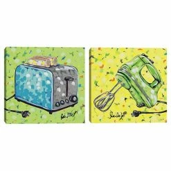 Master Piece Kitchen Sketch Toaster & Mixer Canvas Wall Art 2-piece Set