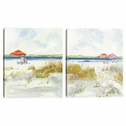 Master Piece Sketchy Beach I & II By Sally Swatland Canvas Wall Art 2-piece Set