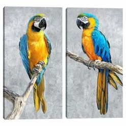 Master Piece Tropical Parrots I & II Canvas Wall Art By Studio Arts 2-Piece Set