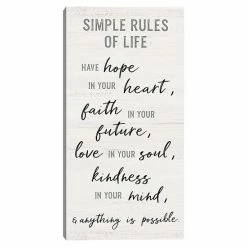 Master Piece Simple Rules Of Life Canvas Wall Art