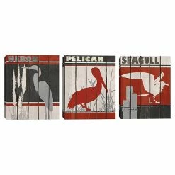 Master Piece Heron Pelican Seagull Canvas Wall Art 3-piece Set
