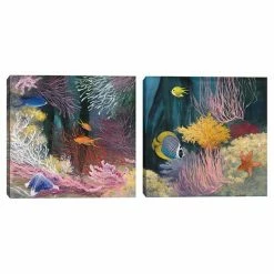 Master Piece Coastal Reef I & II By Julia Purinton Canvas Wall Art 2-piece Set