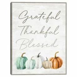 Master Piece Grateful Thankful Blessed Framed Canvas Wall Art