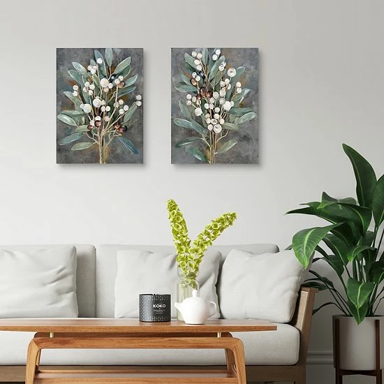 Master Piece Winterberry Whites I & II Canvas Wall Art By Studio Arts 2-Piece Set 2 Master Piece Winterberry Whites I & II Canvas Wall Art By Studio Arts 2-Piece Set - Image 2