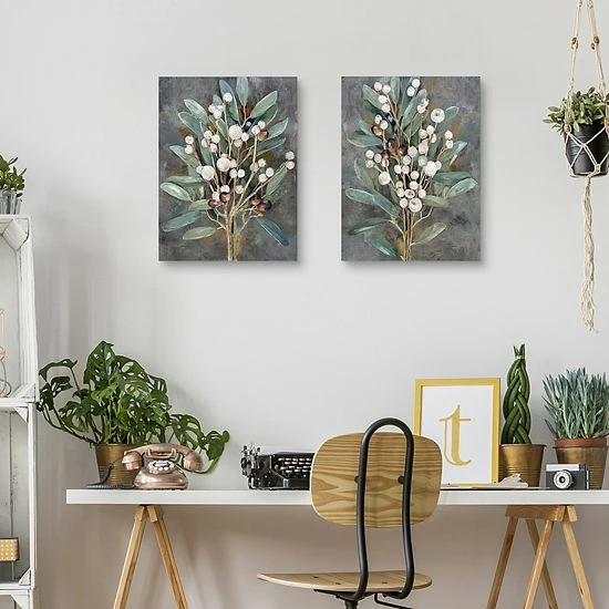 Master Piece Winterberry Whites I & II Canvas Wall Art By Studio Arts 2-Piece Set 3 Master Piece Winterberry Whites I & II Canvas Wall Art By Studio Arts 2-Piece Set - Image 3