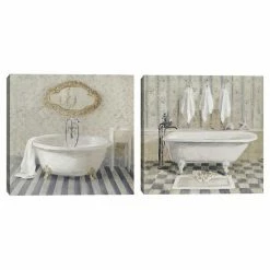 Master Piece Vintage Inspired Bathroom Canvas Wall Art 2-piece Set