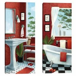 Master Piece Bath With A View I & II Canvas Wall Art 2-piece Set