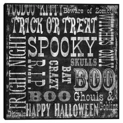 Master Piece Halloween Chalkboard Words Framed Canvas Wall Art