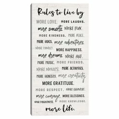 Master Piece Rules To Live By Canvas Wall Art