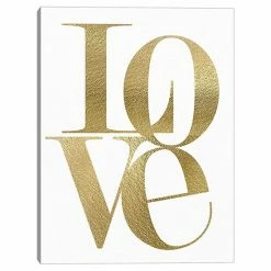 Master Piece Love Stack Gold Finish Canvas Wall Art