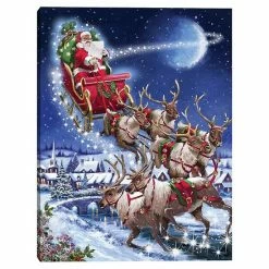 Master Piece Santa's Sleigh Team Canvas Wall Art