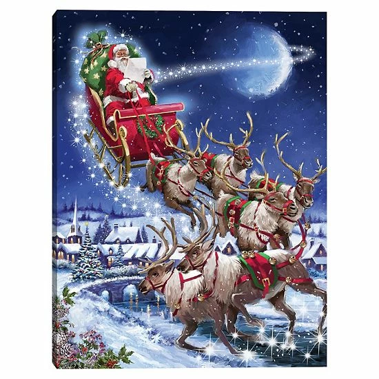 Master Piece Santa's Sleigh Team Canvas Wall Art 1 Master Piece Santa's Sleigh Team Canvas Wall Art