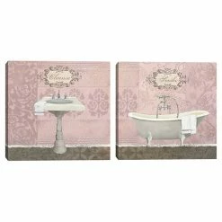 Master Piece Patchwork Bath Sink & Tub Canvas Wall Art 2-piece Set