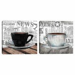 Master Piece Coffee News 1 & 3 Canvas Wall Art 2-piece Set