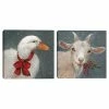 Master Piece Goat With Holly & Goose Red Christmas Bow Wall Decor