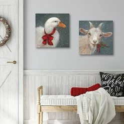 Master Piece Goat With Holly & Goose Red Christmas Bow Wall Decor -Master Piece Shop unnamed file 2379