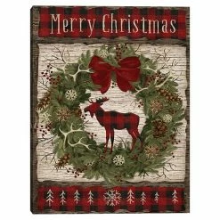 Master Piece Buffalo Check Wreath By B Albert Canvas Wall Art