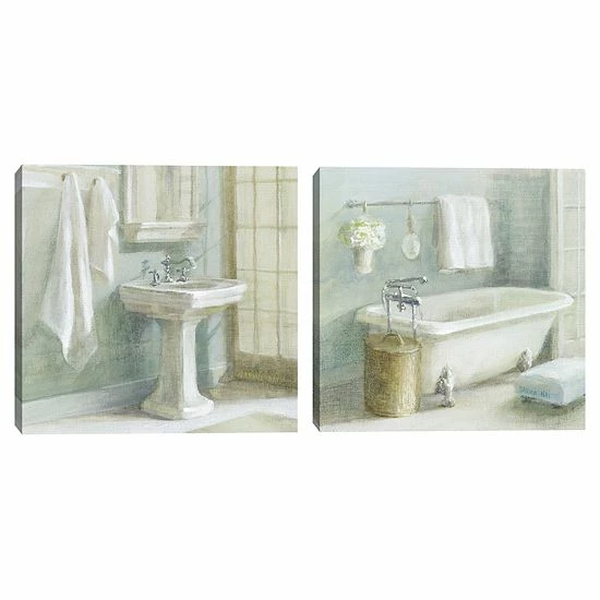 Master Piece Refresh Bath I & II Canvas Wall Art 2-piece Set 1 Master Piece Refresh Bath I & II Canvas Wall Art 2-piece Set
