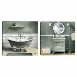Master Piece Smoky Gray Bath I & II Canvas Wall Art 2-piece Set