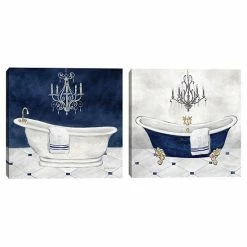 Master Piece Navy Blue Bath I & II Canvas Wall Art 2-piece Set