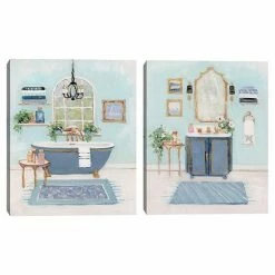 Master Piece Blue Bath I & II Canvas Wall Art 2-piece Set