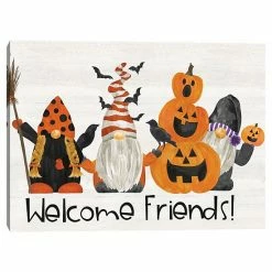 Master Piece Gnomes Of Halloween Welcome Friends Canvas Wall Art