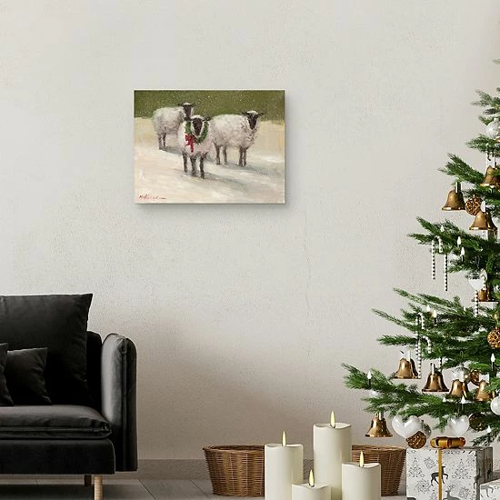 Master Piece Lambs With Wreath By M M Veazie Canvas Wall Art 2 Master Piece Lambs With Wreath By M M Veazie Canvas Wall Art - Image 2
