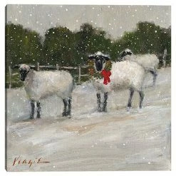 Master Piece Sheep In Snow Wall Decor