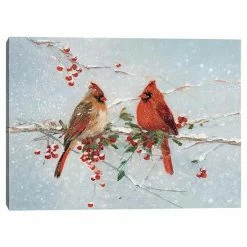 Master Piece Cardinals In Winter By S Swatland Canvas Wall Art