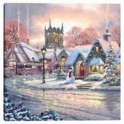 Master Piece Snowy Village Canvas Wall Art