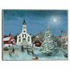 Master Piece Christmas Scene Moon Framed Canvas Wall Art