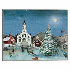 Master Piece Christmas Scene Moon Framed Canvas Wall Art