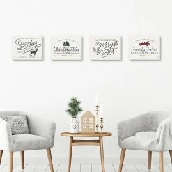 Master Piece Vintage Christmas III, Vintage Christmas Sign I, Vintage Christmas V & Vintage Christmas VII Canvas Wall Art 4-Piece Set -Master Piece Shop unnamed file 779