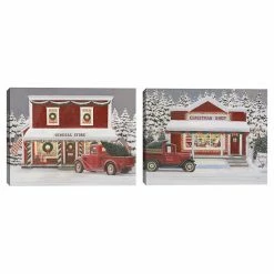 Master Piece Holiday Moments I Gray & Holiday Moments II Gray Canvas Wall Art 2-Piece Set