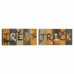 Master Piece Halloween Treat & Halloween Trick Canvas Wall Art 2-Piece Set